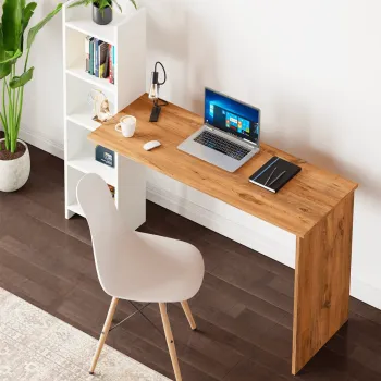 Masa birou cu biblioteca laterala si 5 rafturi, 120 cm, imagine