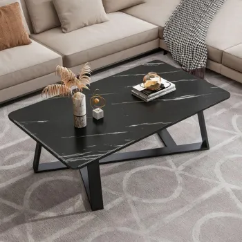 Masa cafea pentru living room, blat MDF, picioare metal in X imagine