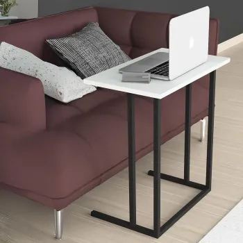 Masa cu picior metalic pentru laptop - mic dejun, 60x34.5x65.5 cm imagine