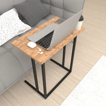 Masa cu picior metalic pentru laptop - mic dejun, 60x34.5x65.5 cm imagine