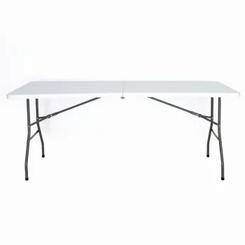 Masa pliabila 4 persoane din otel si HDPE MESTERINO KJC2061,180x70x74 cm, culoare alba imagine