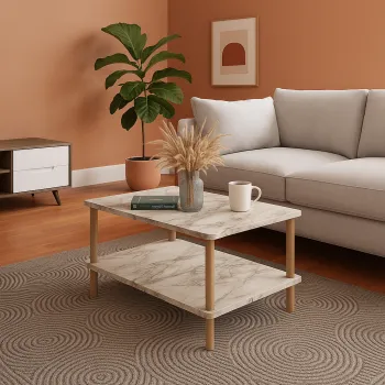 Masuta cafea moderna cu raft, design scandinav, 70x44x43 cm imagine