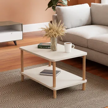 Masuta cafea moderna cu raft, design scandinav, 70x44x43 cm imagine