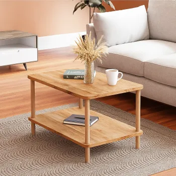 Masuta cafea moderna cu raft, design scandinav, 70x44x43 cm imagine