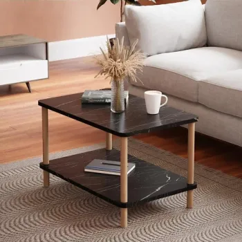 Masuta cafea moderna cu raft, design scandinav, 70x44x43 cm imagine