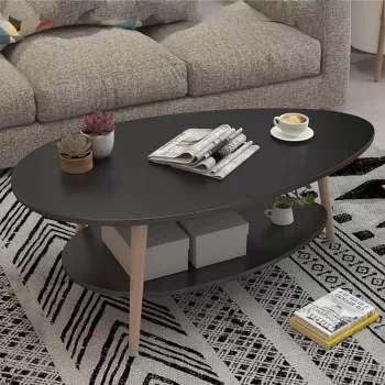 Masuta cafea ovala pentru sufragerie, din lemn MDF, 3 picioare imagine