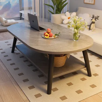 Masuta cafea ovala pentru sufragerie, din lemn MDF, 4 picioare imagine