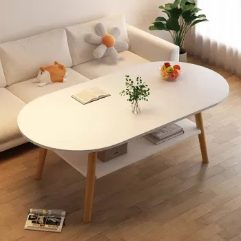 Masuta cafea ovala pentru sufragerie, din lemn MDF, 4 picioare imagine