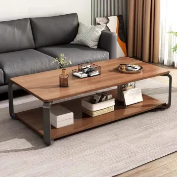 Masuta de cafea cu raft de depozitare, stil italian, 110x60x43cm, blat MDF si cadru metalic imagine