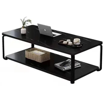 Masuta de cafea cu raft de depozitare, stil italian, 110x60x43cm, blat MDF si cadru metalic imagine