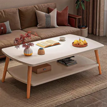 Masuta de cafea dreptunghiulara, cu colturi rotunjite, 2 niveluri, 100x48x42 cm imagine