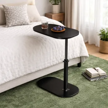 Masuta de cafea reglabila cu picior pentru pat sau canapea, blat rotativ 360? , 40 x 30 cm, inaltime 43-80 cm imagine