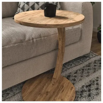 Masuta de cafea rotunda cu roti, din PAL melaminat - 38 cm diametru, 56 cm inaltime imagine