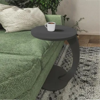 Masuta de cafea rotunda cu roti, din PAL melaminat - 38 cm diametru, 56 cm inaltime imagine