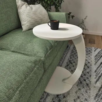 Masuta de cafea rotunda cu roti, din PAL melaminat - 38 cm diametru, 56 cm inaltime imagine