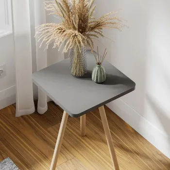 Masuta decorativa cu picioare din lemn, 34 x 34 cm, stil nordic imagine