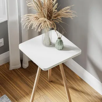 Masuta decorativa cu picioare din lemn, 34 x 34 cm, stil nordic imagine