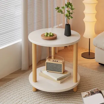 Masuta laterala, cu 2 niveluri, 53x40x40 cm, alba imagine