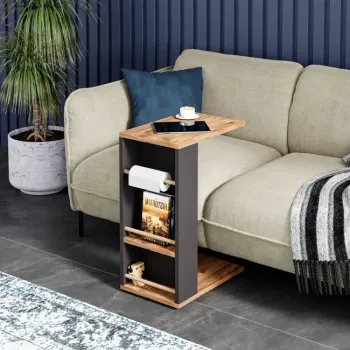 Masuta laterala cu 2 rafturi, 44 x 30 x 57 cm, design compact, stil modern scandinav imagine