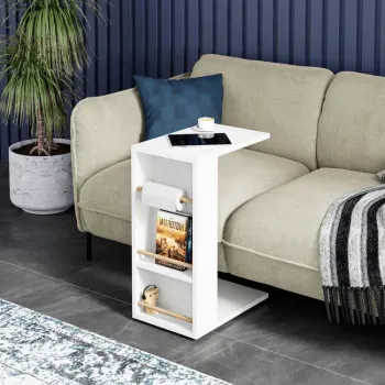 Masuta laterala cu 2 rafturi, 44 x 30 x 57 cm, design compact, stil modern scandinav imagine