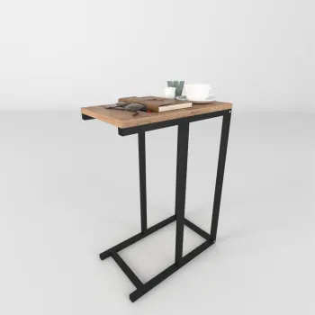 Masuta laterala din metal 45 x 25 cm, side table, masuta canapea compacta, cadru metalic + blat PAL melaminat 18 mm, greutate redusa se misca usor, perfecta langa canapea sau pat, stil modern industrial imagine