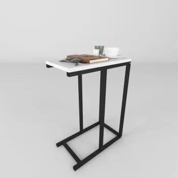 Masuta laterala din metal 45 x 25 cm, side table, masuta canapea compacta, cadru metalic + blat PAL melaminat 18 mm, greutate redusa se misca usor, perfecta langa canapea sau pat, stil modern industrial imagine