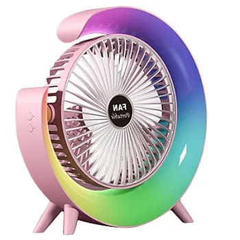 Mini ventilator de birou rotund cu LED RGB imagine
