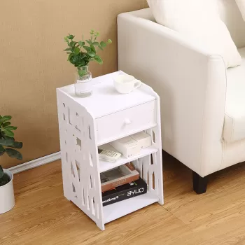 Noptiera alba decorativa, din PVC, 40cm imagine