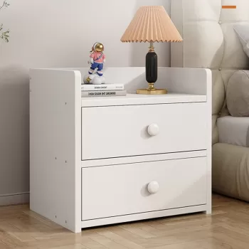 Noptiera alba minimalista din PAL cu 2 sau 3 sertare, 40x32x26cm imagine