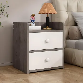 Noptiera alba minimalista din PAL cu 2 sau 3 sertare imagine