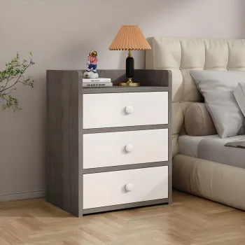 Noptiera alba minimalista din PAL cu 2 sau 3 sertare imagine