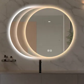 Oglinda de baie, dimensiune 80 cm cu Functie Anti-aburire, Iluminare LED 3 Culori, Touch Control imagine
