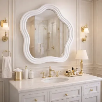 Oglinda decorativa ondulata 60x70 cm - design elegant pentru baie, hol sau dormitor imagine