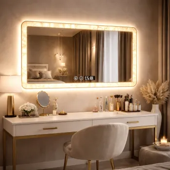 Oglinda LED, 60 x 80 cm, touch, dezaburire, 3 tipuri lumina, ceas digital imagine