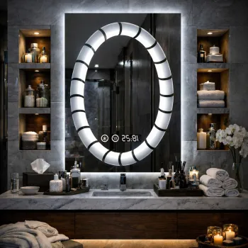 Oglinda led ovala premium 60x80, cu touch, dezaburire si lumina reglabila imagine