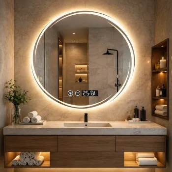 Oglinda LED Rotunda 80 cm cu Touch, Antiaburire si Lumina Reglabila imagine