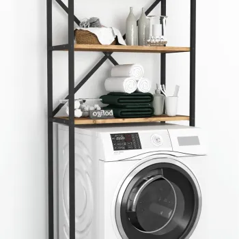 Organizator baie metalic multifunctional, raft baie cu 4-5 polite deschise 40 x 100 cm, cadru anti-rugina pentru bucatarie sau balcon, montaj rapid cu suruburi incluse, suporta obiecte grele, stil industrial modern imagine