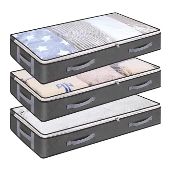 Organizator haine cu fermoar pentru depozitare sub pat, 100x50x18cm, 90L imagine