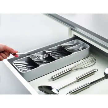 Organizator pentru tacamuri, 5 compartimente, 39.8 cm, Alb imagine