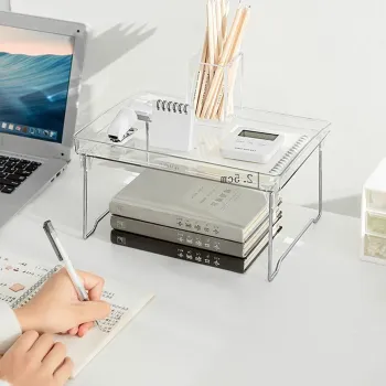 Organizator pliabil pentru bucatarie, sistem de stivuire, picioare inox, 29 x 21 x 16 cm, transparent imagine