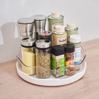 Organizator Rotativ 360? pentru Bucatarie si Baie 27cm Alb cu Compartimente imagine