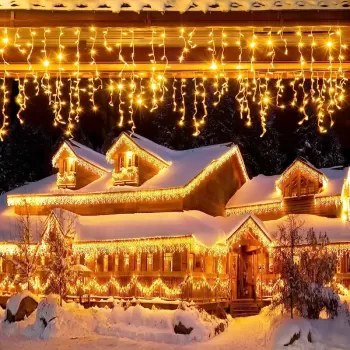 Pachet instalatii Craciun 13 metri turturi, franjuri inegali cu 300 LED-uri imagine
