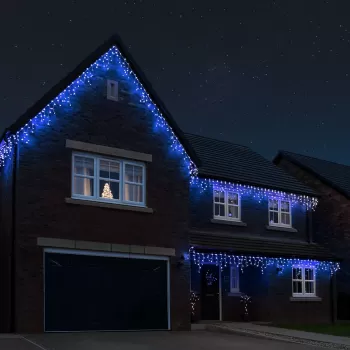 Pachet instalatii Craciun 13 metri turturi, franjuri inegali cu 300 LED-uri imagine