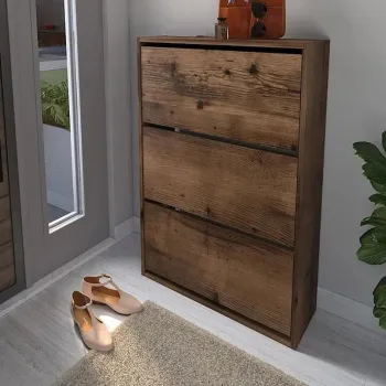 Pantofar cu usa rabatabila si rafturi glisante, 3 compartimente, PAL melaminat de 18 mm, 110  x 73,5  x 22 cm imagine