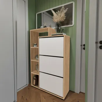 Pantofar cu usi rabatabile si rafturi, 90 x 32 x 143 cm, imagine