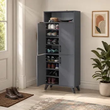 Pantofar modern 72x32x170 cm, cu 4 usi si 9 rafturi, pentru hol, intrare sau depozitare incaltaminte imagine
