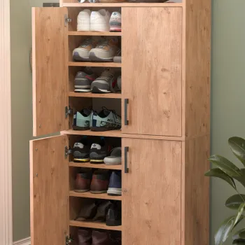 Pantofar modern 72x32x170 cm, cu 4 usi si 9 rafturi, pentru hol, intrare sau depozitare incaltaminte imagine