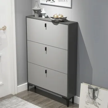 Pantofar modern cu 3 Usi - Gri, 80 x 17 x 120 cm imagine