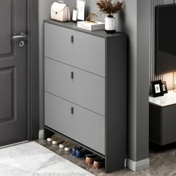 Pantofar modern cu 3 Usi - Gri, 80 x 17 x 120 cm imagine