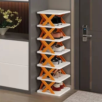 Pantofar pliabil cu 4,5 sau 6 rafturi, modulare, alb / portocaliu imagine